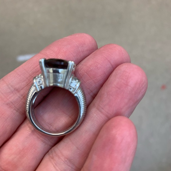 Judith Ripka SS and smokey quartz and CZ size 7-7.25 ring - Picture 7 of 9